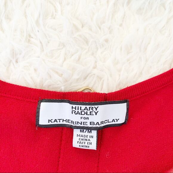 HILARY RADLEY for KATHERINE BARCLAY Red Sweater Short Dress Medium - Picture 7 of 11